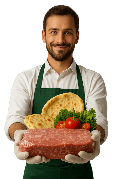 Повар из нашей команды с продуктами